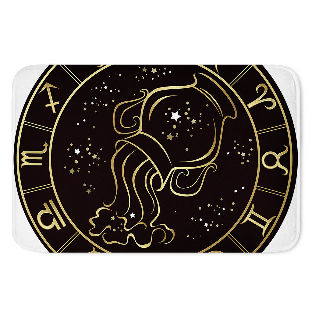 Gold And Black Aquarius Sign Print Indoor Door Mat