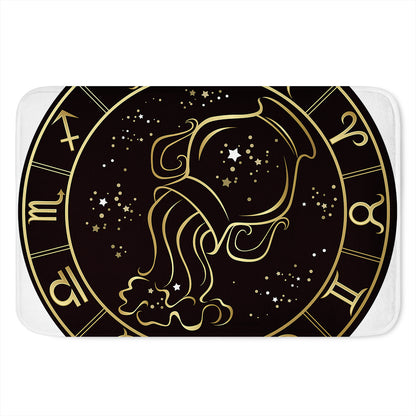 Gold And Black Aquarius Sign Print Indoor Door Mat