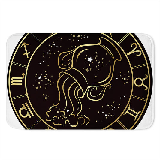 Gold And Black Aquarius Sign Print Indoor Door Mat