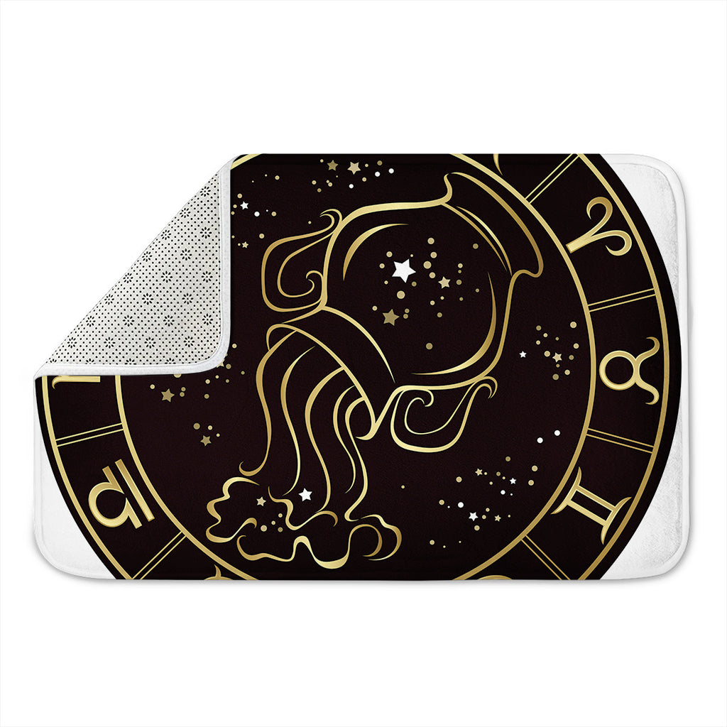 Gold And Black Aquarius Sign Print Indoor Door Mat
