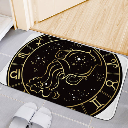 Gold And Black Aquarius Sign Print Indoor Door Mat