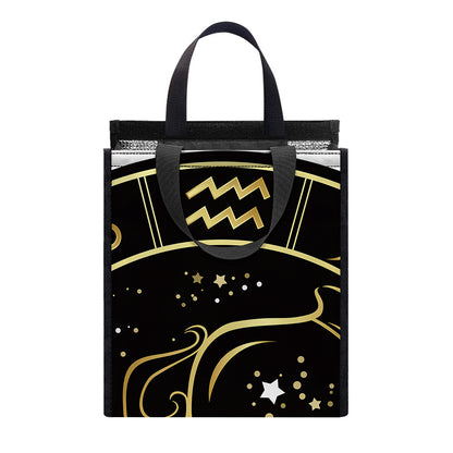 Gold And Black Aquarius Sign Print Insulated Lunch Tote