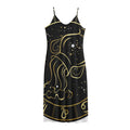 Gold And Black Aquarius Sign Print Jersey Midi Cami Dress