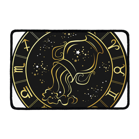 Gold And Black Aquarius Sign Print Kitchen Mat