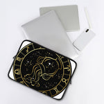 Gold And Black Aquarius Sign Print Laptop Sleeve