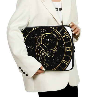 Gold And Black Aquarius Sign Print Laptop Sleeve