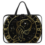 Gold And Black Aquarius Sign Print Laptop Sleeve With Handle