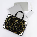 Gold And Black Aquarius Sign Print Laptop Sleeve With Handle