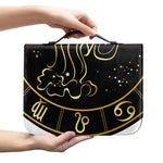 Gold And Black Aquarius Sign Print Leather Bible Cover