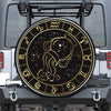 Gold And Black Aquarius Sign Print Leather Spare Tire Cover