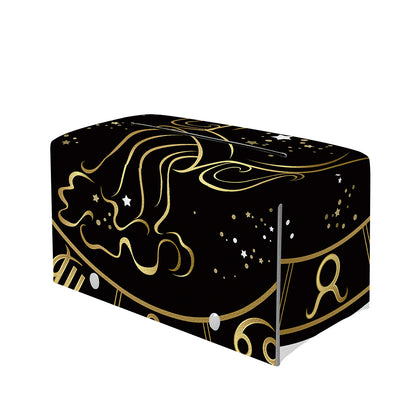Gold And Black Aquarius Sign Print Leather Tissue Box Cover