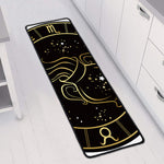 Gold And Black Aquarius Sign Print Long Kitchen Mat