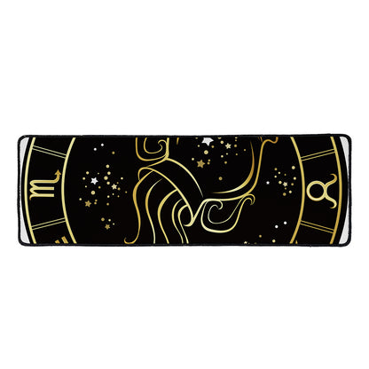 Gold And Black Aquarius Sign Print Long Kitchen Mat