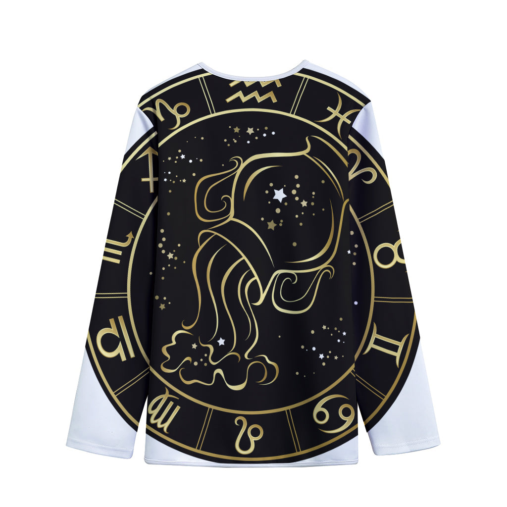 Gold And Black Aquarius Sign Print Long Sleeve Short Coat