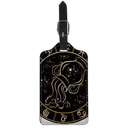 Gold And Black Aquarius Sign Print Luggage Tag