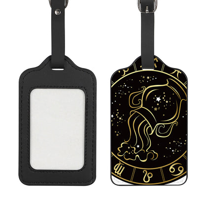 Gold And Black Aquarius Sign Print Luggage Tag
