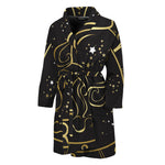 Gold And Black Aquarius Sign Print Men's Bathrobe