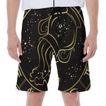 Gold And Black Aquarius Sign Print Men's Beach Shorts