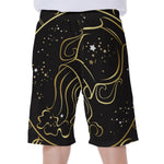 Gold And Black Aquarius Sign Print Men's Beach Shorts