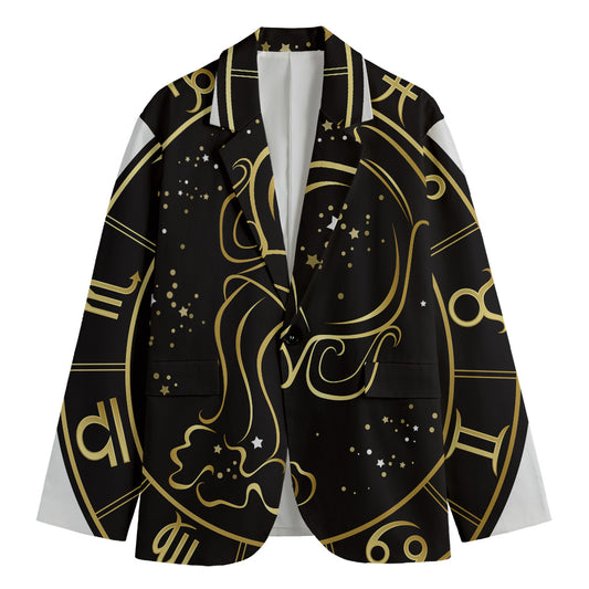 Gold And Black Aquarius Sign Print Men's Blazer
