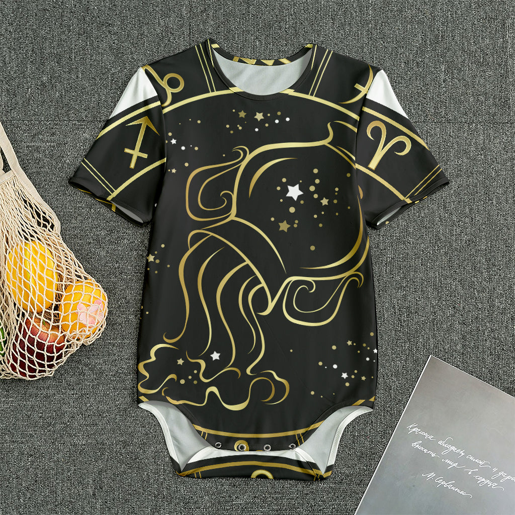 Gold And Black Aquarius Sign Print Men's Bodysuit