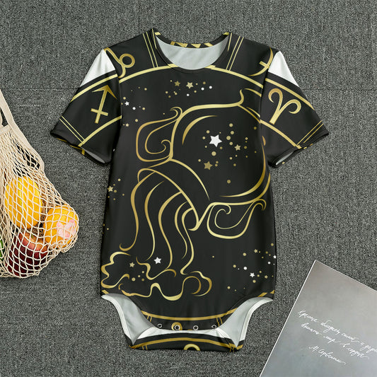 Gold And Black Aquarius Sign Print Men's Bodysuit