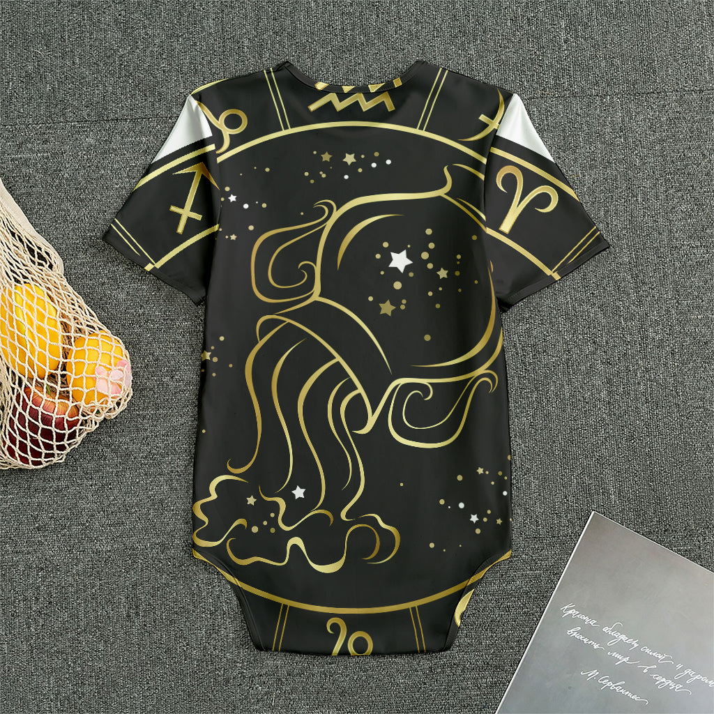 Gold And Black Aquarius Sign Print Men's Bodysuit