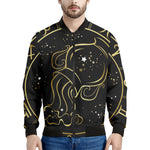 Gold And Black Aquarius Sign Print Men's Bomber Jacket