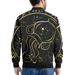 Gold And Black Aquarius Sign Print Men's Bomber Jacket