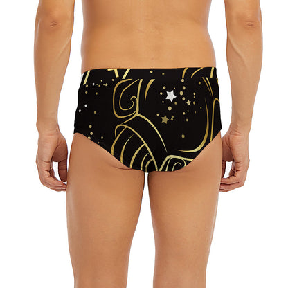 Gold And Black Aquarius Sign Print Men's Briefs