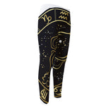 Gold And Black Aquarius Sign Print Men's Compression Pants