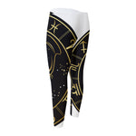 Gold And Black Aquarius Sign Print Men's Compression Pants