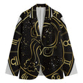 Gold And Black Aquarius Sign Print Men's Cotton Blazer