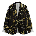 Gold And Black Aquarius Sign Print Men's Cotton Blazer