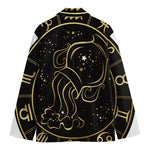 Gold And Black Aquarius Sign Print Men's Cotton Blazer