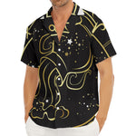 Gold And Black Aquarius Sign Print Men's Deep V-Neck Shirt