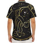 Gold And Black Aquarius Sign Print Men's Deep V-Neck Shirt