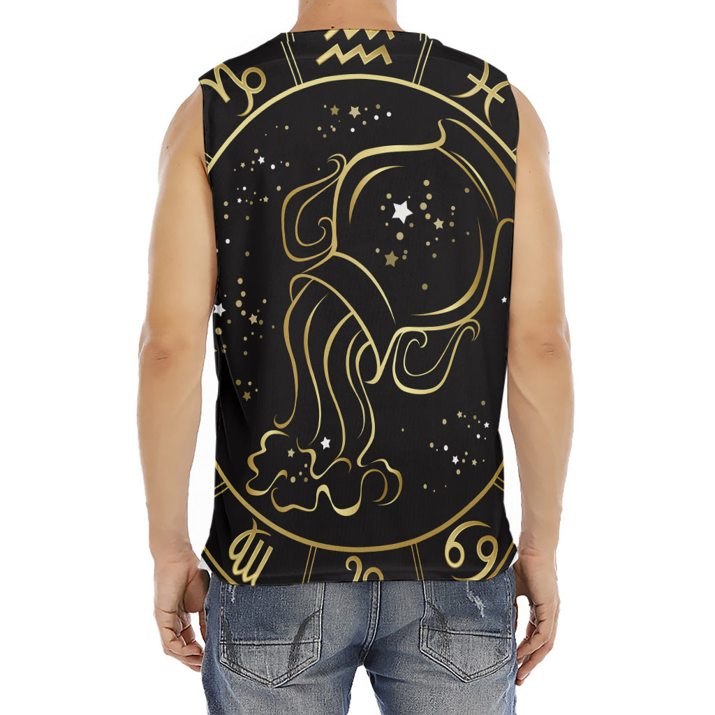 Gold And Black Aquarius Sign Print Men's Fitness Tank Top
