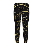 Gold And Black Aquarius Sign Print Men's leggings