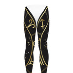 Gold And Black Aquarius Sign Print Men's leggings