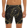 Gold And Black Aquarius Sign Print Men's Long Boxer Briefs