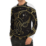 Gold And Black Aquarius Sign Print Men's Long Sleeve Rash Guard