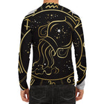 Gold And Black Aquarius Sign Print Men's Long Sleeve Rash Guard