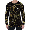 Gold And Black Aquarius Sign Print Men's Long Sleeve T-Shirt