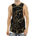 Gold And Black Aquarius Sign Print Men's Muscle Tank Top