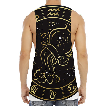 Gold And Black Aquarius Sign Print Men's Muscle Tank Top