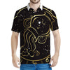 Gold And Black Aquarius Sign Print Men's Polo Shirt