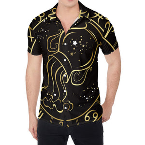 Gold And Black Aquarius Sign Print Men's Shirt