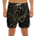 Gold And Black Aquarius Sign Print Men's Split Running Shorts