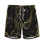 Gold And Black Aquarius Sign Print Men's Sports Shorts